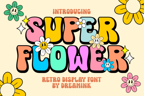 Super Flower: A Retro Display Font with Groovy Charm